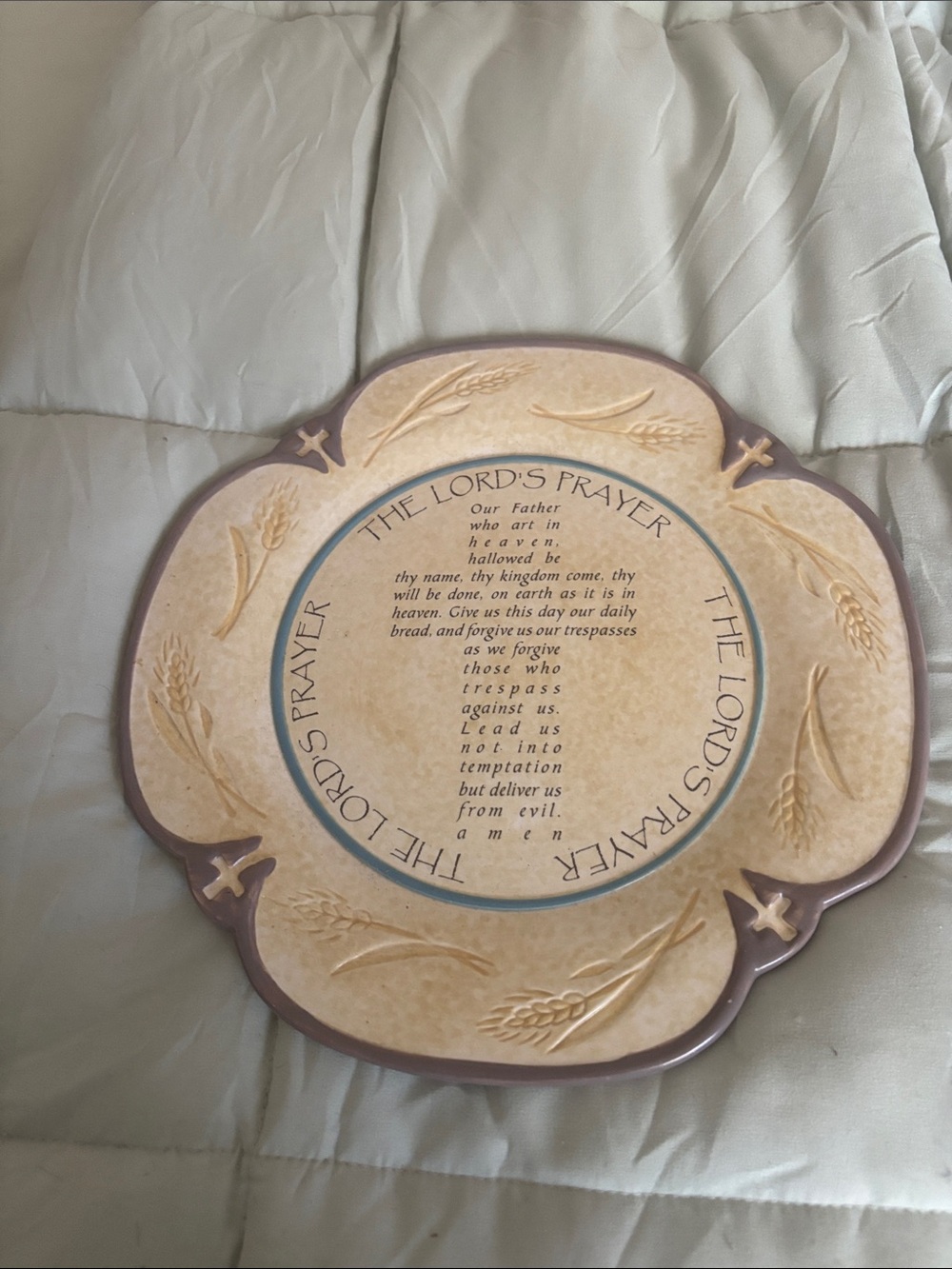 The Lord's Prayer Decorative Ceramic Plaque - Cream and Brown